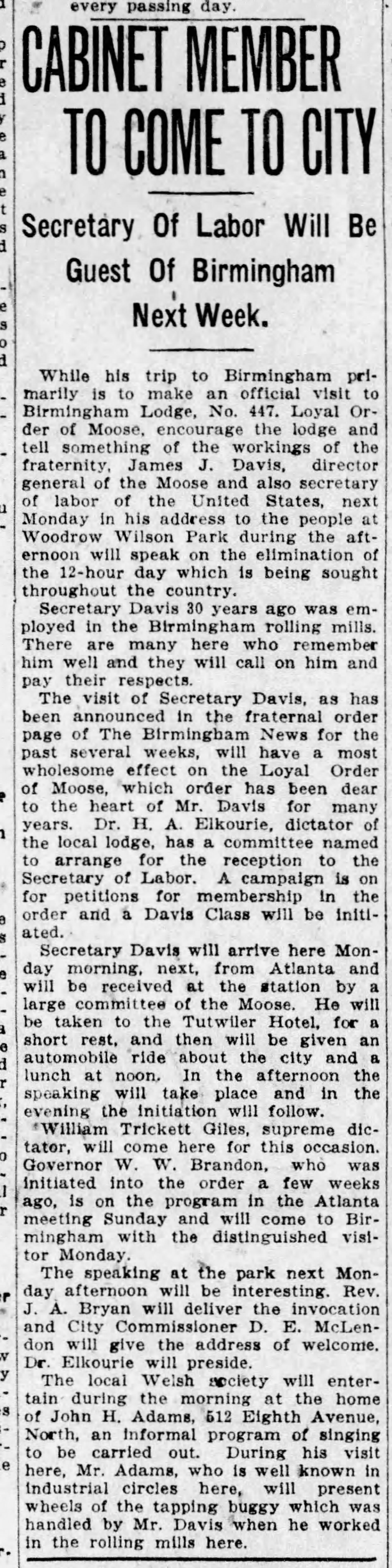 Cabinet Member to Come to City